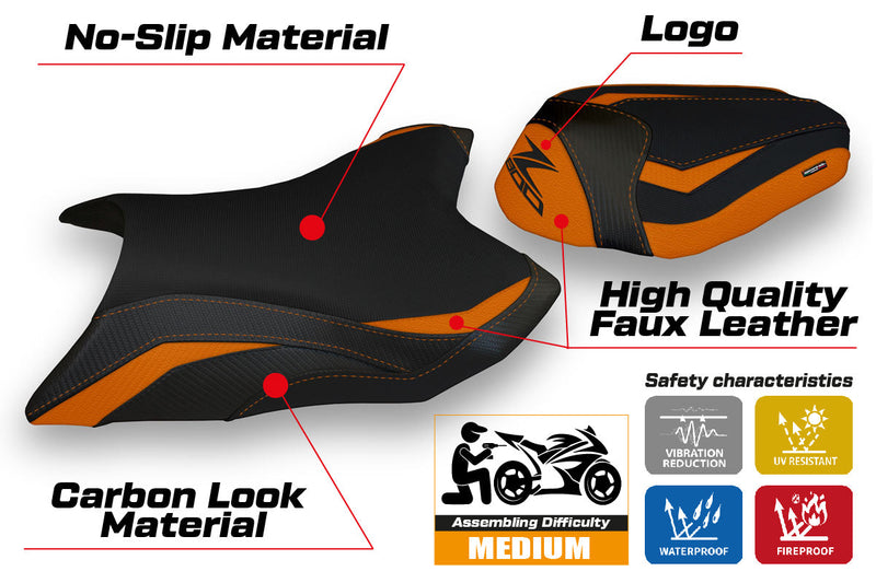 Kawasaki Z800 2013-2016 Seat Cover Tappezzeria Italia in Orange Black