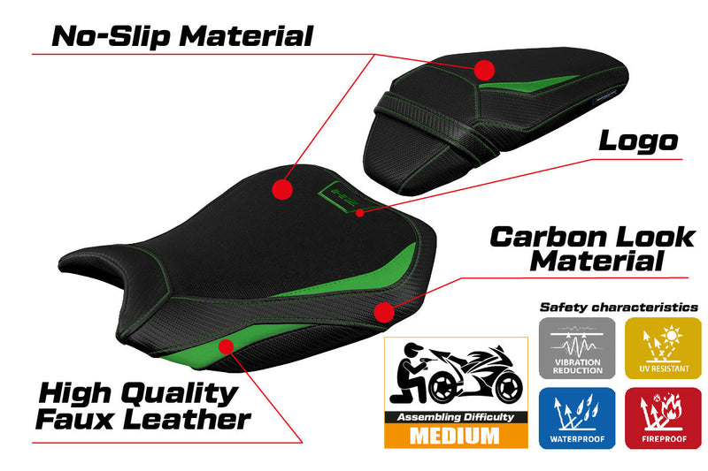 Kawasaki ZH2 Z H2 2020-2024 Seat Cover Tappezzeria Green Black