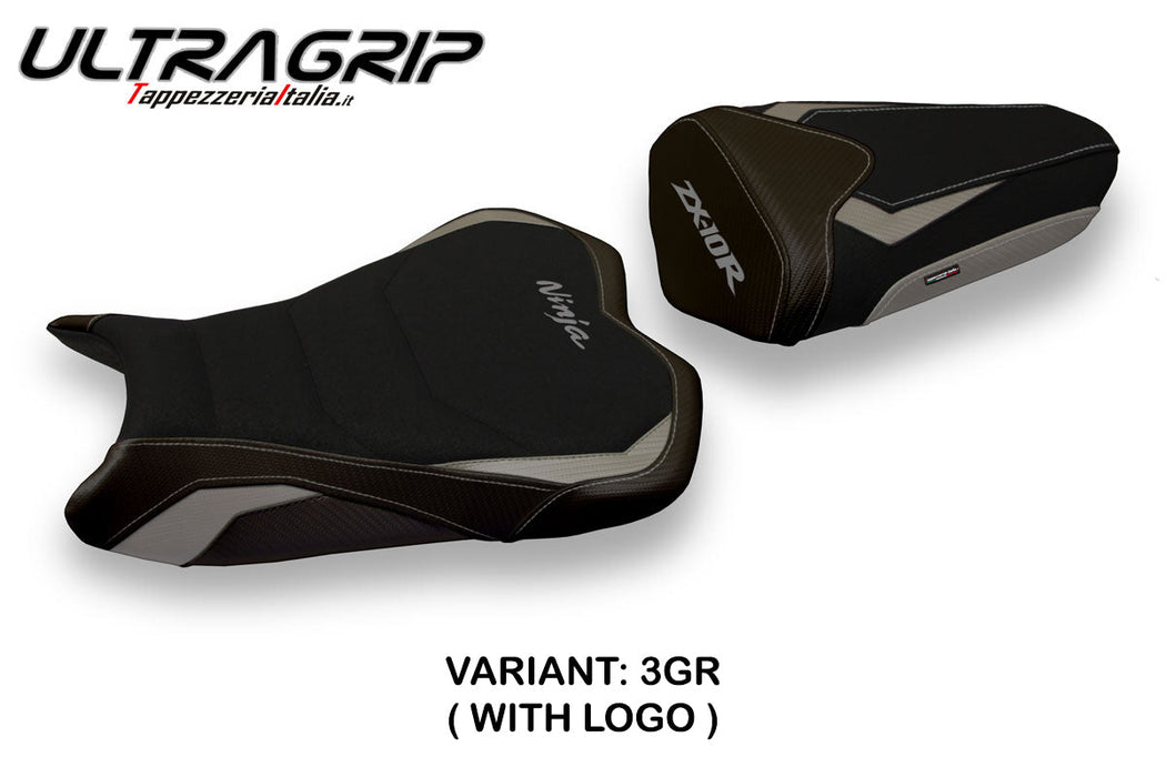 Kawasaki Ninja ZX10R 2008-2010 Seat Cover Tappezzeria Italia Ultragrip in Grey and Black
