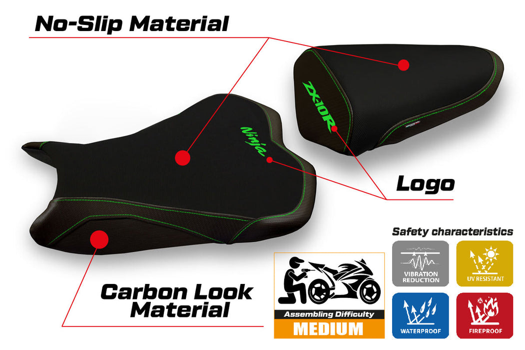 Kawasaki Ninja ZX10R 2008-2010 Seat Cover Tappezzeria Italia in Black