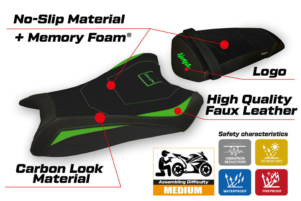 Kawasaki Ninja ZX10R 2011-2015 Seat Cover Tappezzeria Italia Comfort in Green