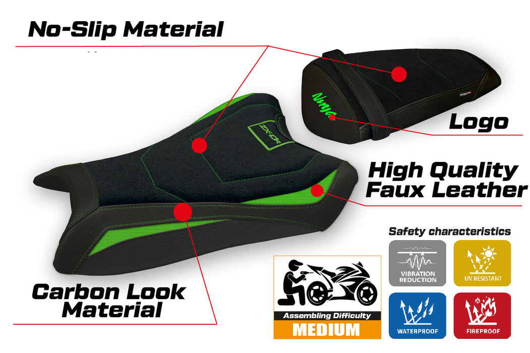 Kawasaki Ninja ZX10R 2011-2015 Seat Cover Tappezzeria Italia Ultragrip in Green