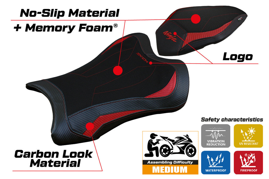 Kawasaki Ninja ZX10R 2021-2024 Seat Cover Tappezzeria Italia Comfort in Red and Black