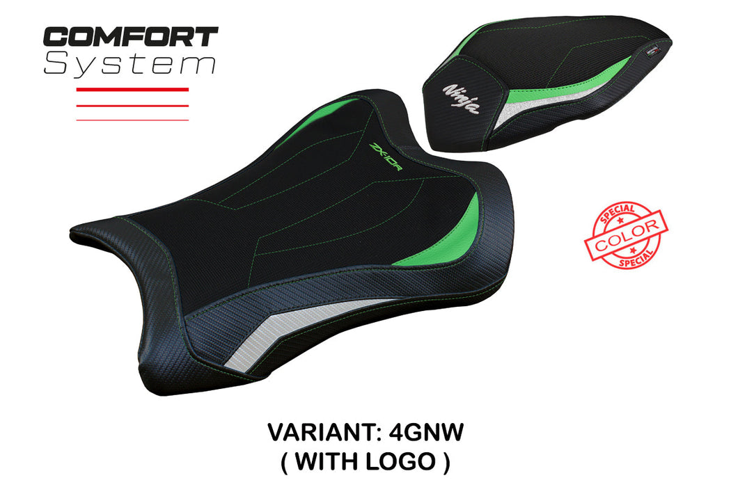 Kawasaki Ninja ZX10R 2021-2024 Seat Cover Tappezzeria Italia Comfort in Green and White