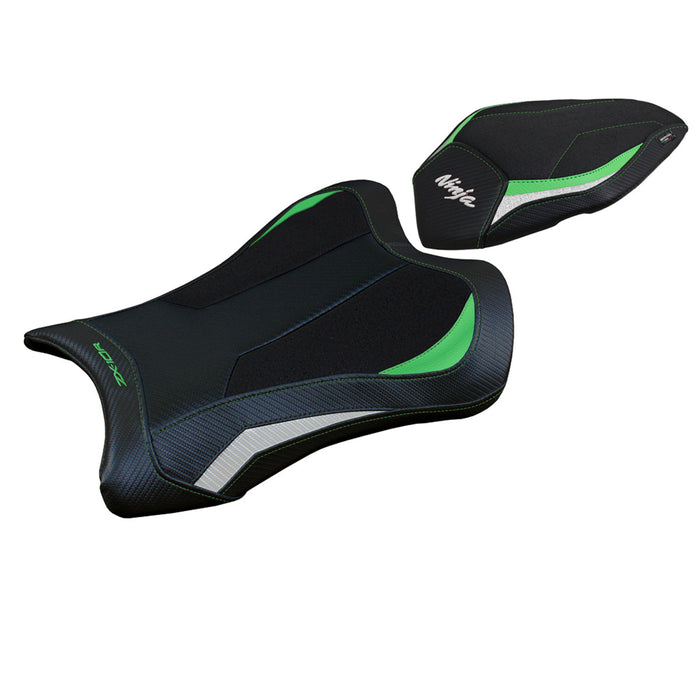 Kawasaki Ninja ZX10R 2021-2024 Seat Cover Tappezzeria Italia Ultragrip in Green and White