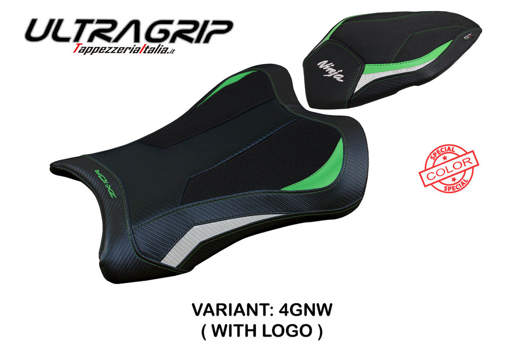 Kawasaki Ninja ZX10R 2021-2024 Seat Cover Tappezzeria Italia Ultragrip in Green and White