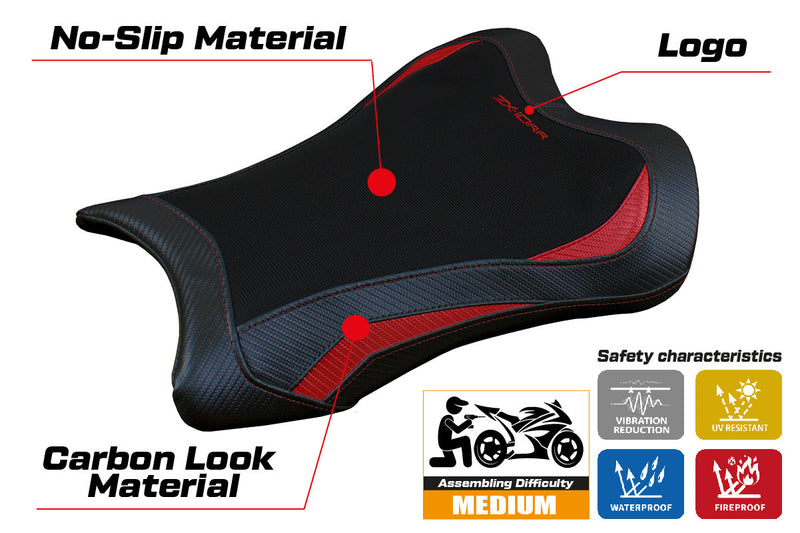 Kawasaki Ninja ZX10RR 2021-2024 Seat Cover Tappezzeria Italia in Red and Black