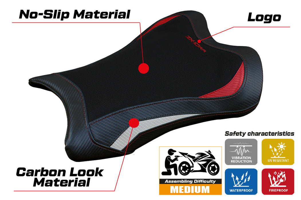 Kawasaki Ninja ZX10RR 2021-2024 Seat Cover Tappezzeria Italia in Red and White