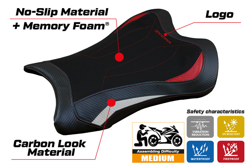 Kawasaki Ninja ZX10RR 2021-2024 Seat Cover Tappezzeria Italia Comfort Red in White
