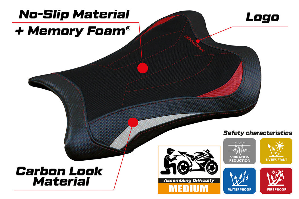 Kawasaki Ninja ZX10RR 2021-2024 Seat Cover Tappezzeria Italia Comfort Red in White