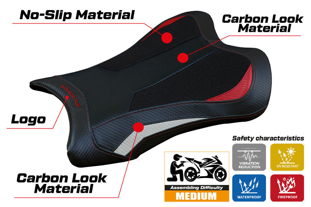 Kawasaki Ninja ZX10RR 2021-2024 Seat Cover Tappezzeria Italia Ultragrip in Red and White