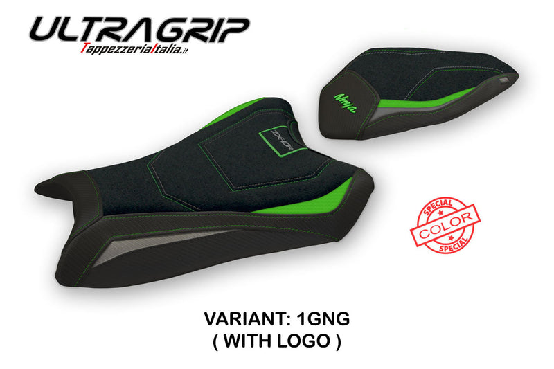 Kawasaki Ninja ZX10R 2016-2020 Seat Cover Tappezzeria Italia Ultragrip in Green and Grey