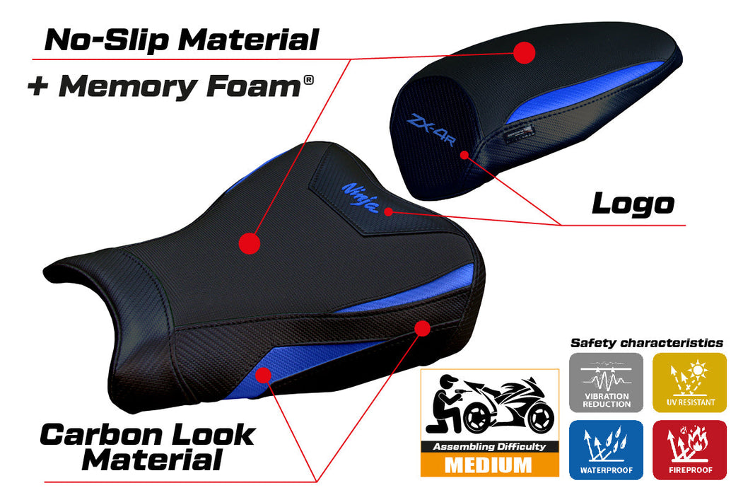 Kawasaki ZX4R 2023 2024 Seat Cover Tappezzeria Italia Comfort in Blue and Black