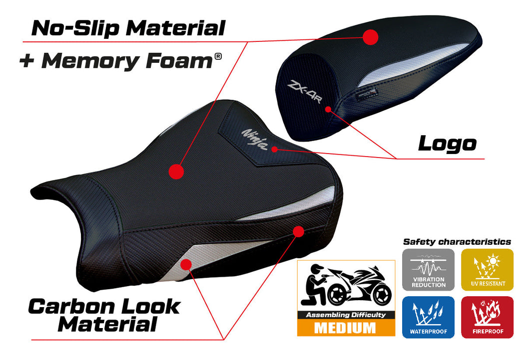 Kawasaki ZX4R 2023 2024 Seat Cover Tappezzeria Italia Comfort in Silver and Black