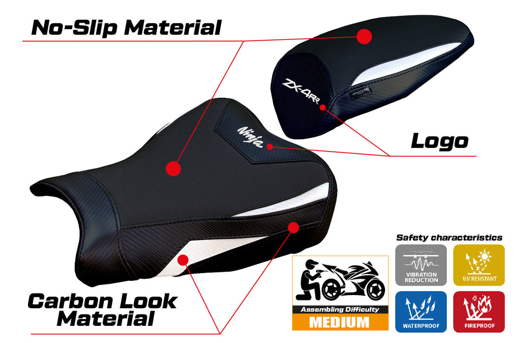 Kawasaki ZX4RR 2023 2024 Seat Cover Tappezzeria Italia in White and Black