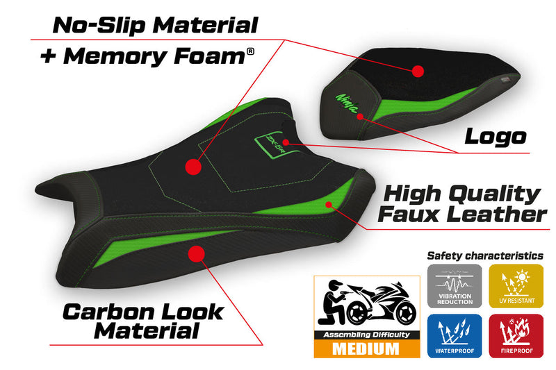 Kawasaki Ninja ZX6R 2019-2024 Seat Cover Tappezzeria Italia Comfort in Green