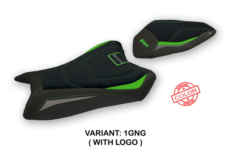 Kawasaki Ninja ZX6R 2019-2024 Seat Cover Tappezzeria Italia Ultragrip in Green and Grey