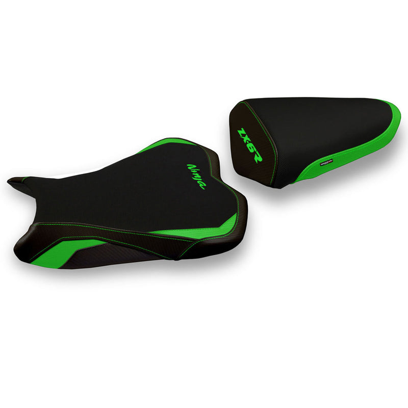 Kawasaki Ninja ZX6R 2013-2018 Seat Cover Tappezzeria Italia Green in Black
