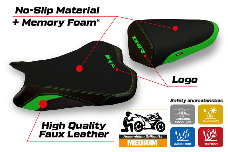 Kawasaki Ninja ZX6R 2009-2012 Seat Cover Tappezzeria Italia Comfort in Green