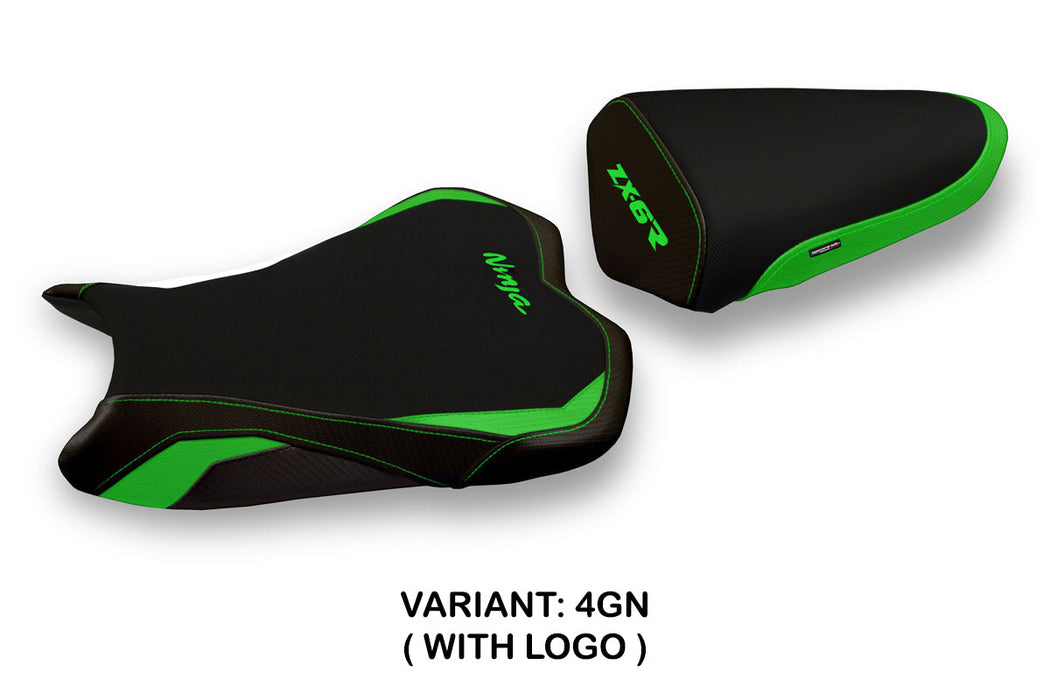 Kawasaki Ninja ZX6R 2009-2012 Seat Cover Tappezzeria Italia in Green and Black