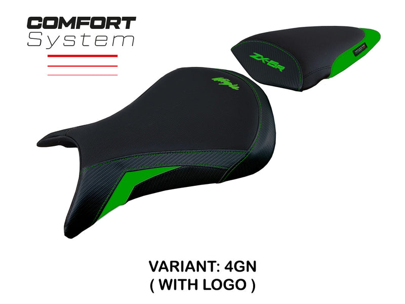 Kawasaki Ninja ZX6R 2005 2006 Seat Cover Tappezzeria Italia Comfort in Green and Black