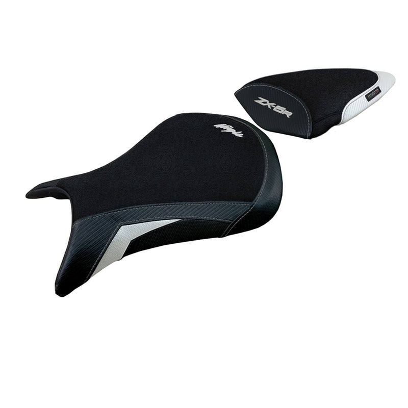 Kawasaki Ninja ZX6R 2005 2006 Seat Cover Tappezzeria Italia Ultragrip in White and Black