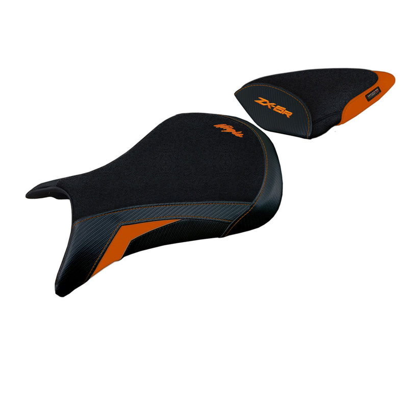 Kawasaki Ninja ZX6R 2005 2006 Seat Cover Tappezzeria Italia Ultragrip in Orange and Black