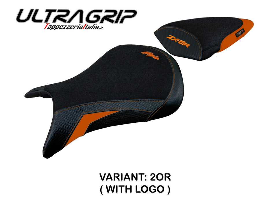 Kawasaki Ninja ZX6R 2005 2006 Seat Cover Tappezzeria Italia Ultragrip in Orange and Black