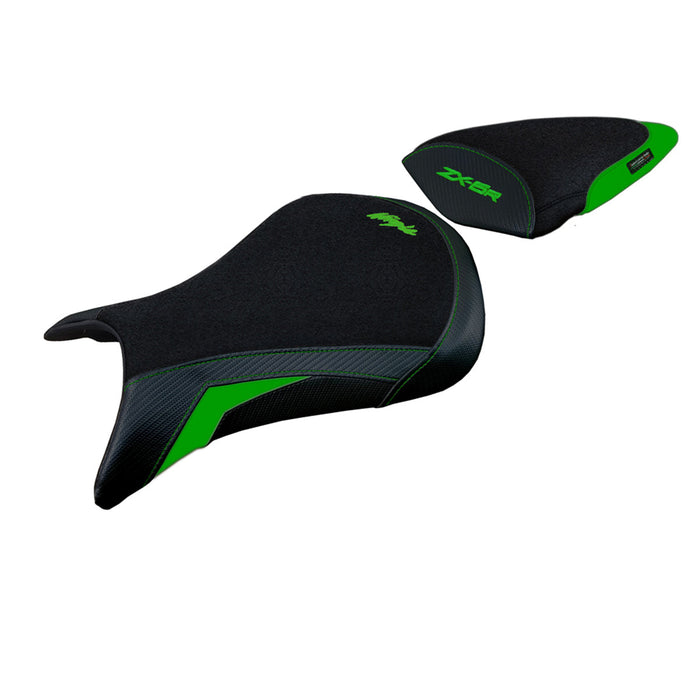 Kawasaki Ninja ZX6R 2005 2006 Seat Cover Tappezzeria Italia Ultragrip in Green and Black
