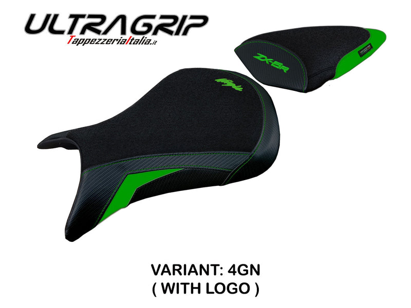 Kawasaki Ninja ZX6R 2005 2006 Seat Cover Tappezzeria Italia Ultragrip in Green and Black