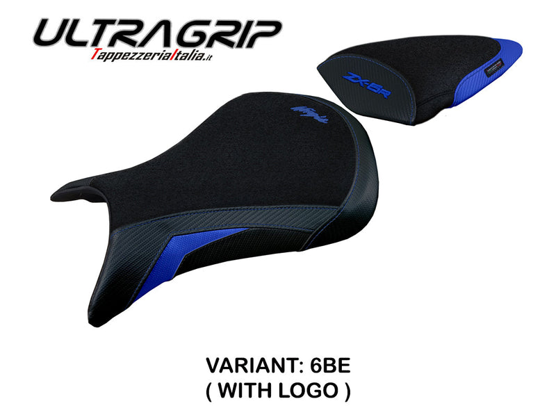Kawasaki Ninja ZX6R 2005 2006 Seat Cover Tappezzeria Italia Ultragrip in Blue and Black