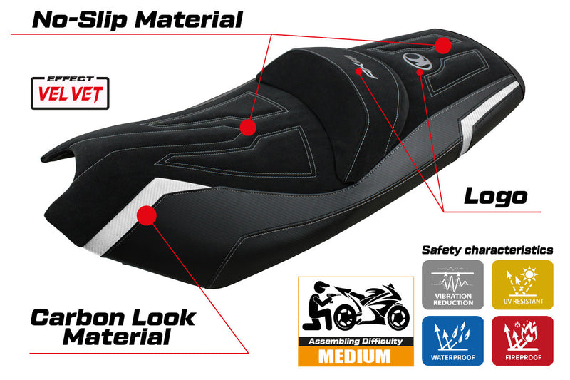Kymco AK 550 2017-2024 Seat Cover Tappezzeria Italia in White and Black