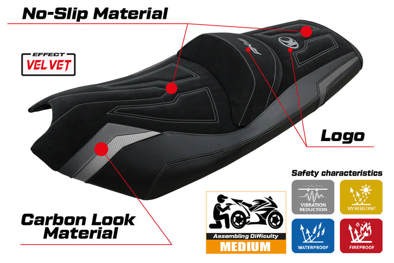 Kymco AK 550 2017-2024 Seat Cover Tappezzeria Italia in Grey and Silver