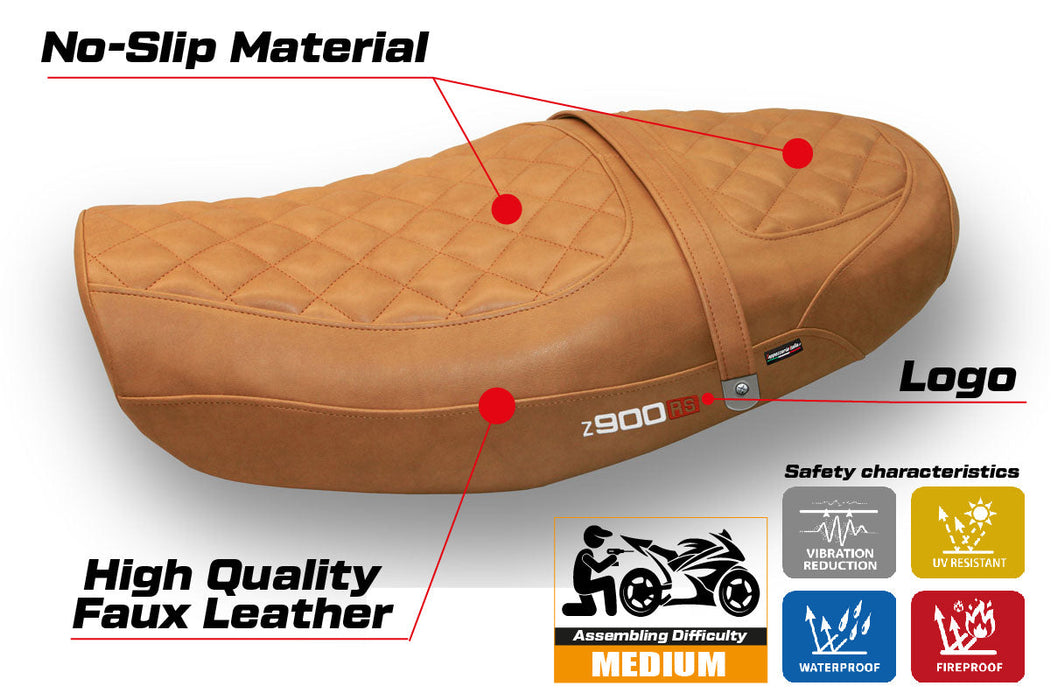 Kawasaki Z900RS 2018-2024 Seat Cover Tappezzeria Leather Camel