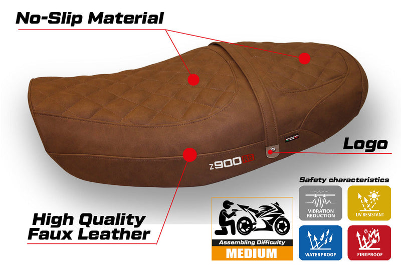 Kawasaki Z900RS 2018-2024 Seat Cover Tappezzeria Leather Brown
