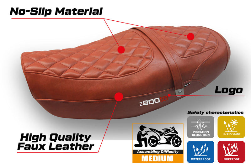 Kawasaki Z900RS 2018-2024 Seat Cover Tappezzeria Leather Brick