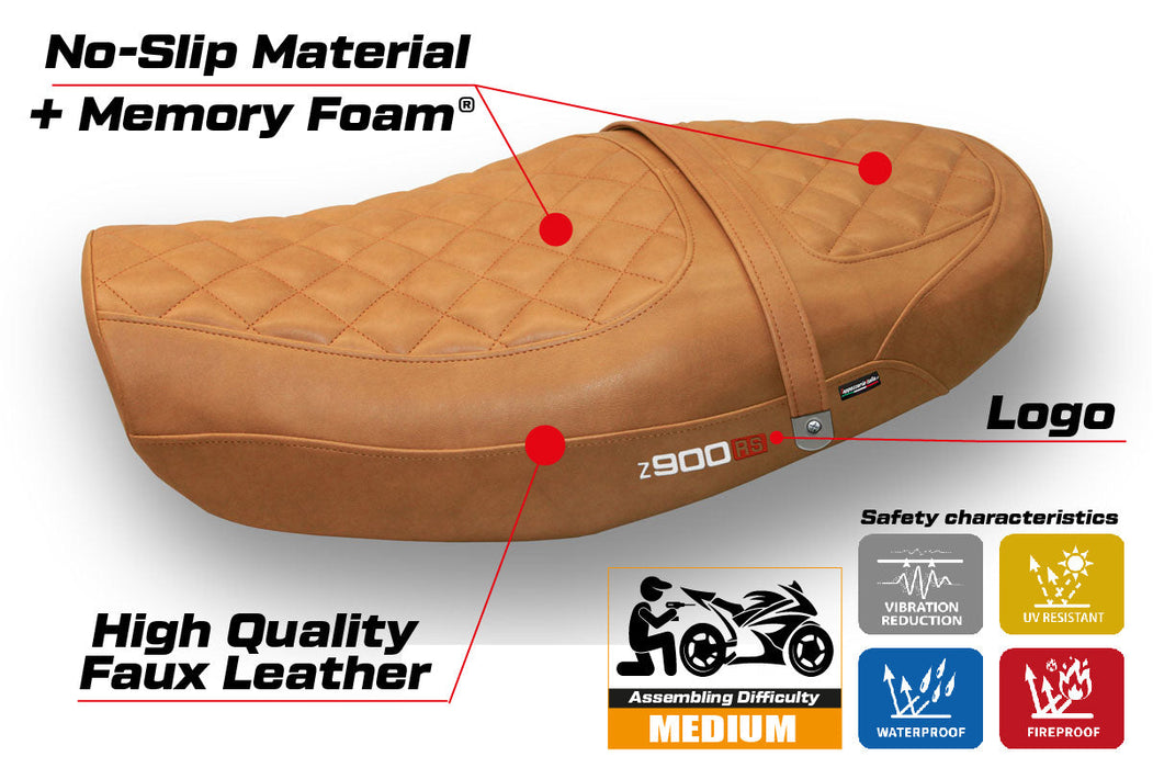 Kawasaki Z900RS 2018-2024 Seat Cover Tappezzeria Comfort Leather Camel