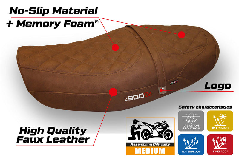 Kawasaki Z900RS 2018-2024 Seat Cover Tappezzeria Comfort Leather Brown