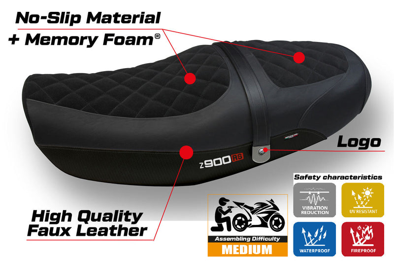Kawasaki Z900RS 2018-2024 Seat Cover Tappezzeria Velvet Comfort Black
