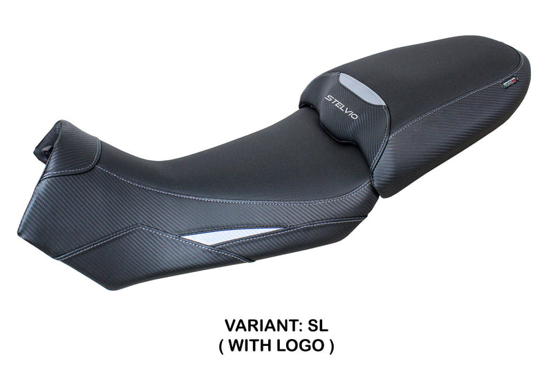 Moto Guzzi Stelvio 1000 2024 Seat Cover Tappezzeria Italia in Silver and Black