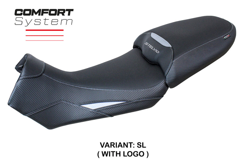 Moto Guzzi Stelvio 1000 2024 Seat Cover Tappezzeria Italia Comfort in Silver and Black