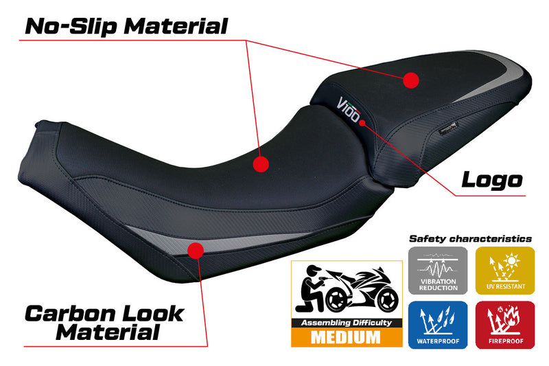 Moto Guzzi V100 Mandello 2022-2024 Seat Cover Tappezzeria Grey Black