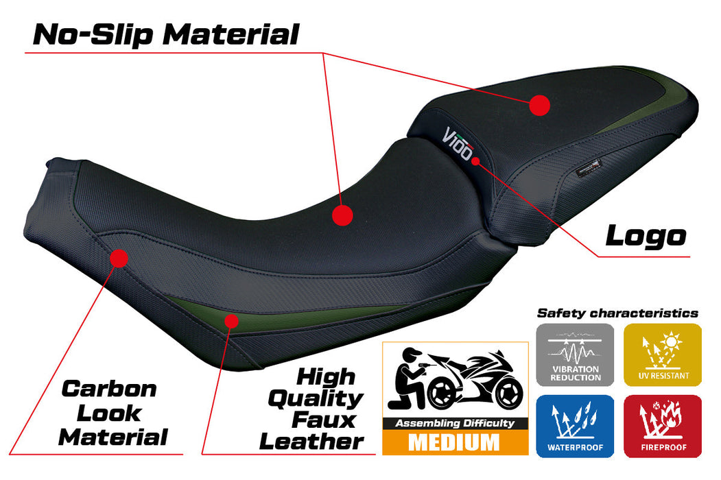 Moto Guzzi V100 Mandello 2022-2024 Seat Cover Tappezzeria Green Black