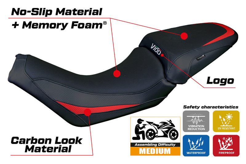 Moto Guzzi V100 Mandello 2022-2024 Seat Cover Tappezzeria Comfort Red