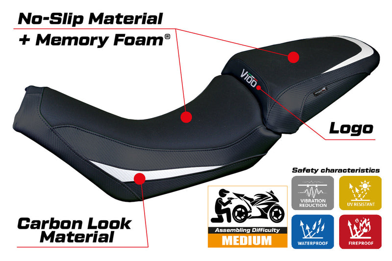 Moto Guzzi V100 Mandello 2022-2024 Seat Cover Tappezzeria Comfort White