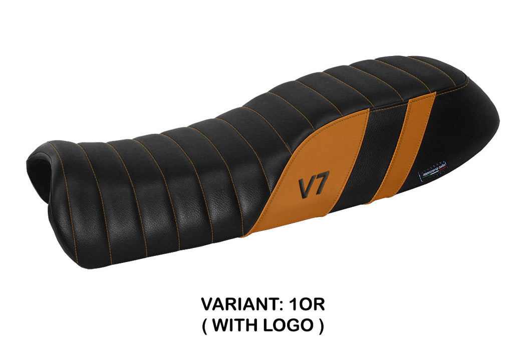 Moto Guzzi V7 2011-2020 Seat Cover Tappezzeria Italia in Orange and Black