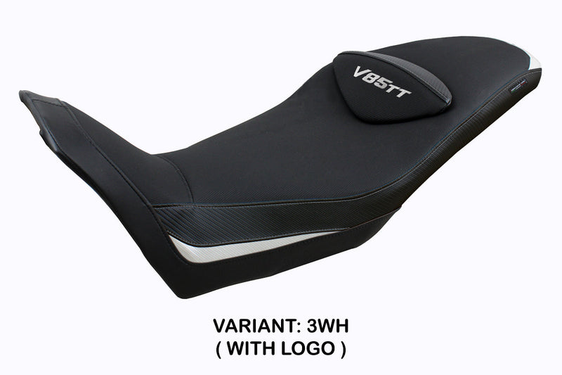 Moto Guzzi V85TT 2019-2024 Seat Cover Tappezzeria Italia in White and Black