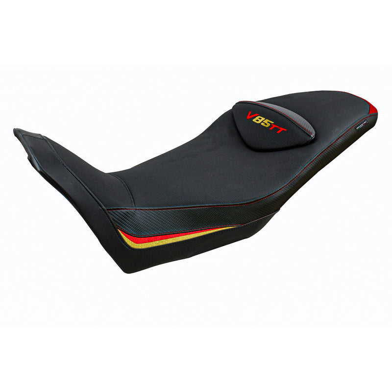 Moto Guzzi V85TT 2019-2024 Seat Cover Tappezzeria Italia in Red Gold and Black