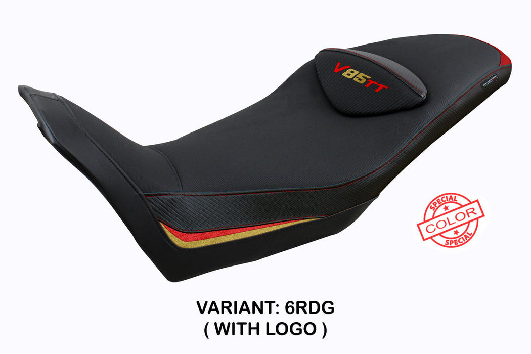 Moto Guzzi V85TT 2019-2024 Seat Cover Tappezzeria Italia in Red Gold and Black