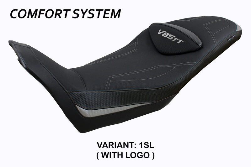 Moto Guzzi V85TT 2019-2024 Seat Cover Tappezzeria Italia Comfort in Silver and Black